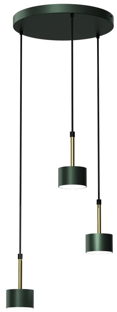 Lampa wisząca ARENA GREEN/GOLD 3xGX53, potrójna, na kole zielona, złota