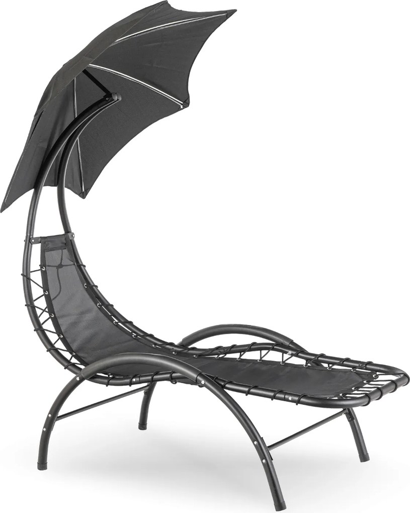 Leżak Ogrodowy z Parasolem CARPA Czarny