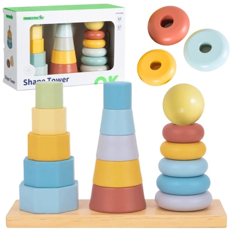 Tooky toy trzy wieże układanka w stosy sorter montessori
