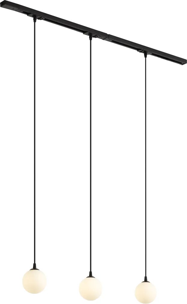 Nowoczesny system szynowy czarny z 3 lampami wiszącymi białymi 1-fazowy - Iconic Perle