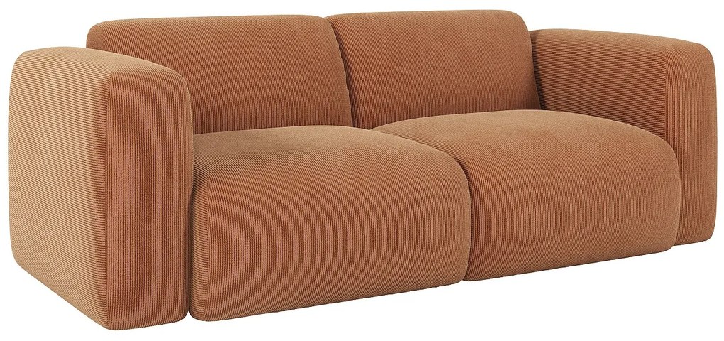 Kanapa 3-osobowa ze sztruksu w drobny prążek  w kolorze terakoty POGNI od Maison Céphy