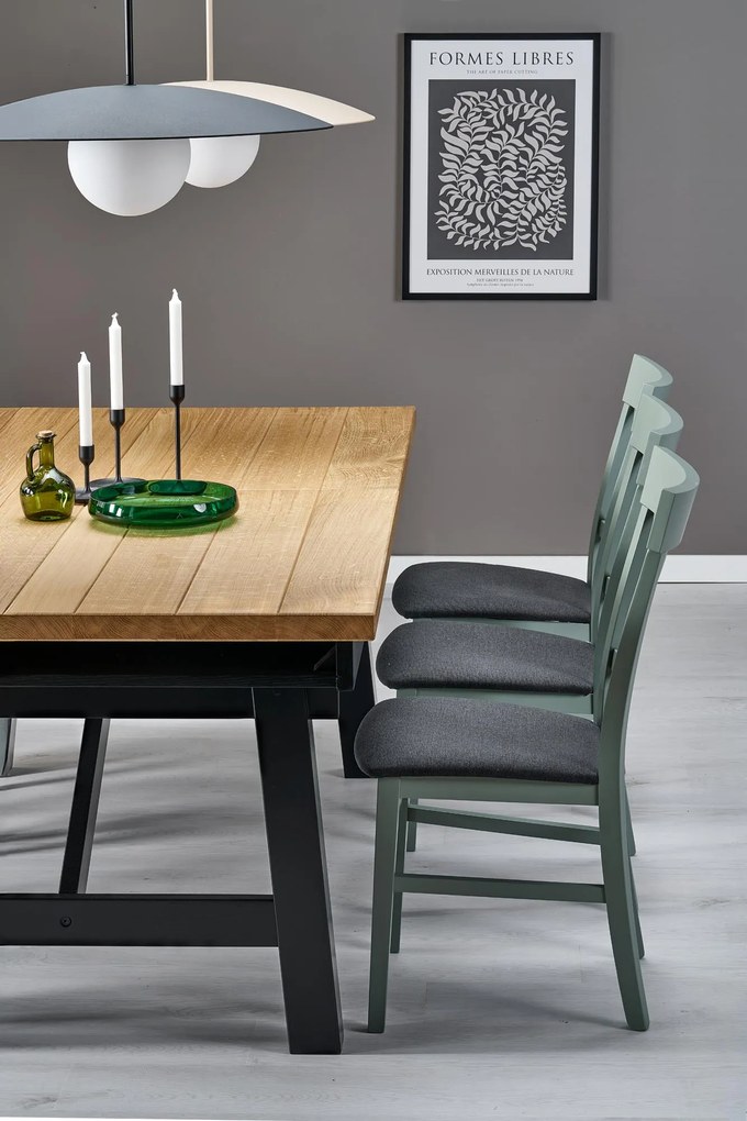 FIESTA stół rozkładany 200-280x100x77 cm dąb naturalny/czarny mieści 8-12 osób