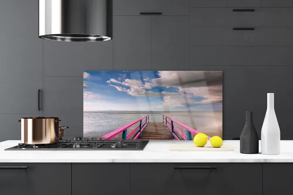 Szkło do Kuchni na Ścianę Most Nad Lazurową Tonią