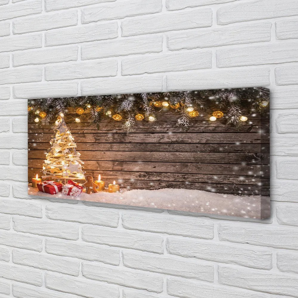 Fotoobraz na płótnie Choinka, Śnieg i Dekoracje