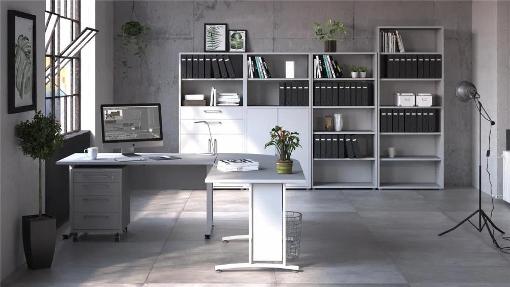 Białe biurko PRIMA OFFICE bez szuflady 80400