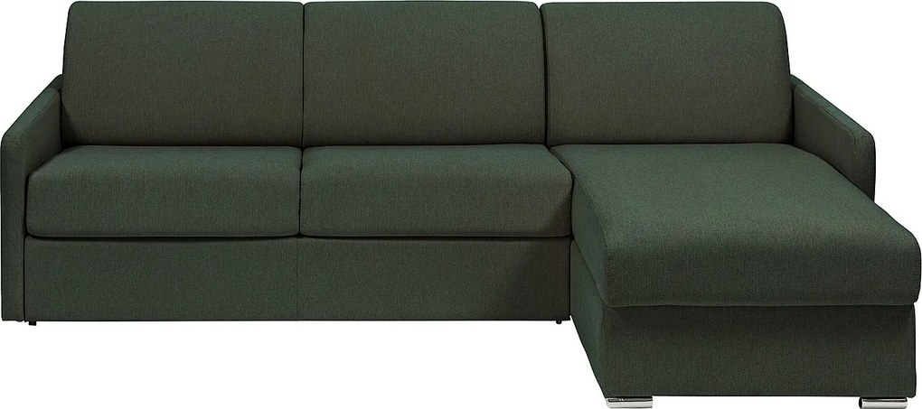 Kanapa narożna dwustronna rozkładana typu express z tapicerką w butelkowej zieleni - Miejsce do spania 160 cm - Materac 14 cm - CALIFE