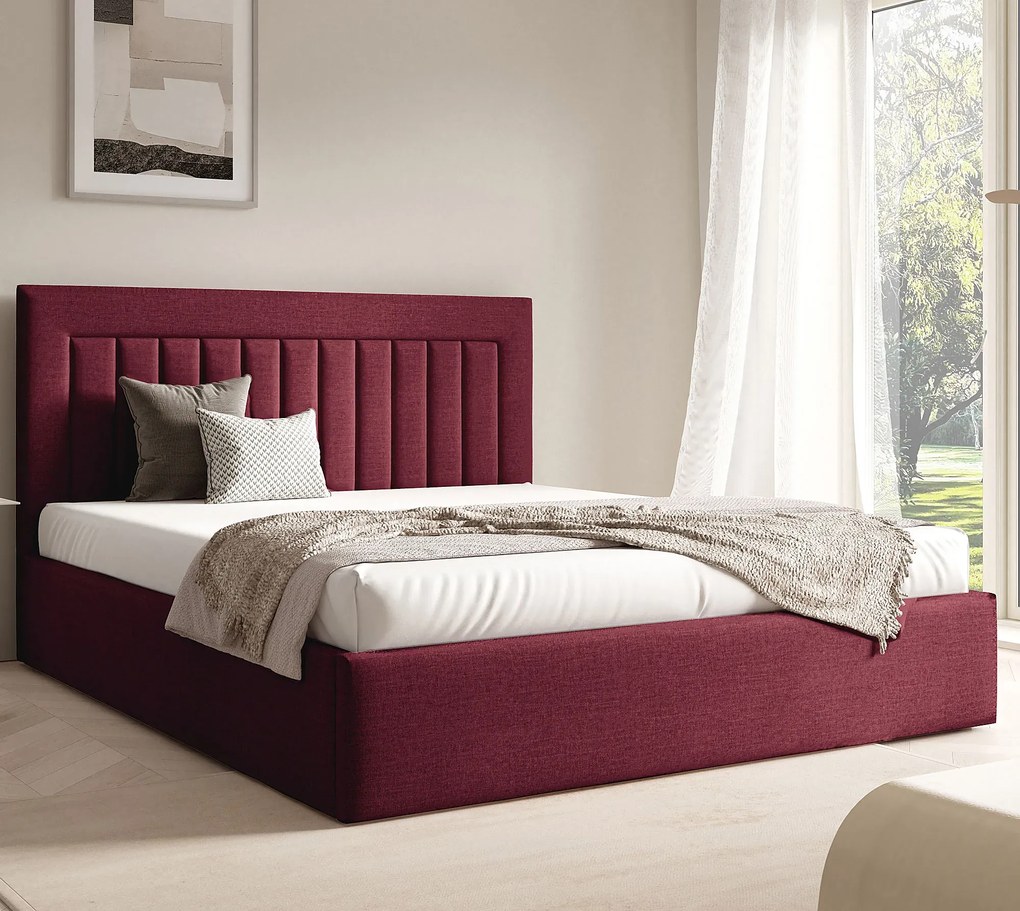 Czerwone nowoczesne łóżko tapicerowane 3 rozmiary K9-C60