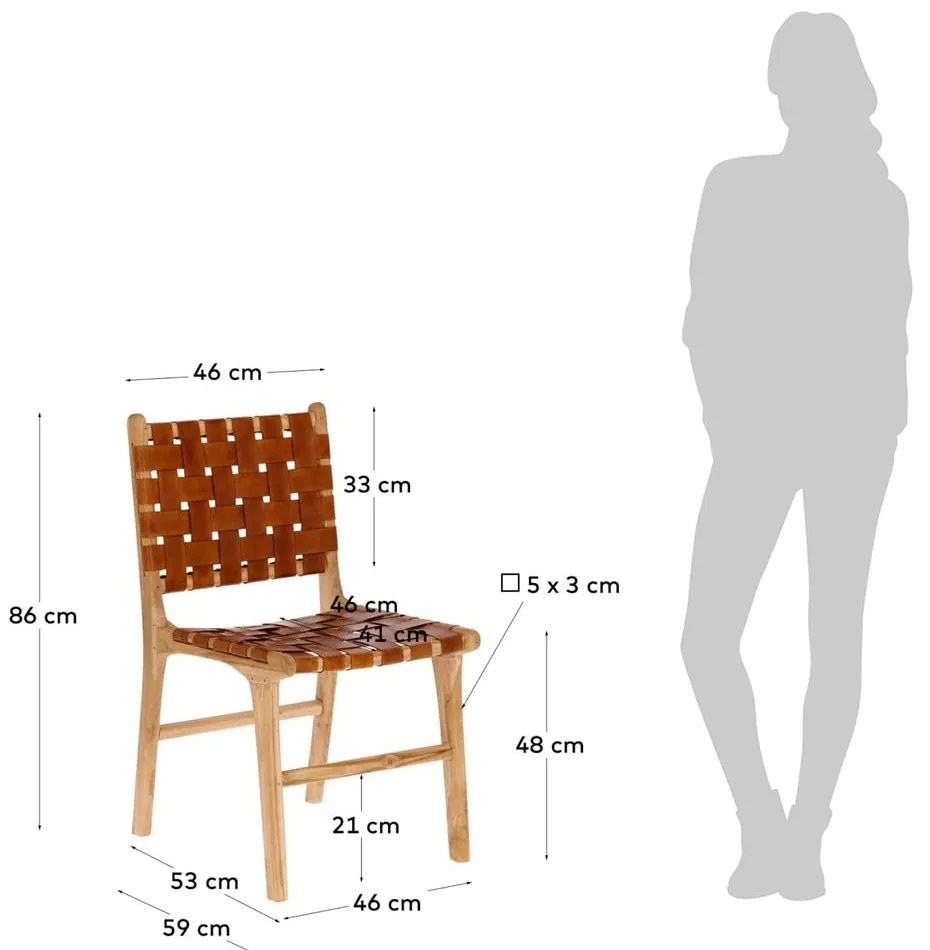 Koniakowo-naturalne krzesła ze skóry zestaw 2 szt. Calixta – Kave Home