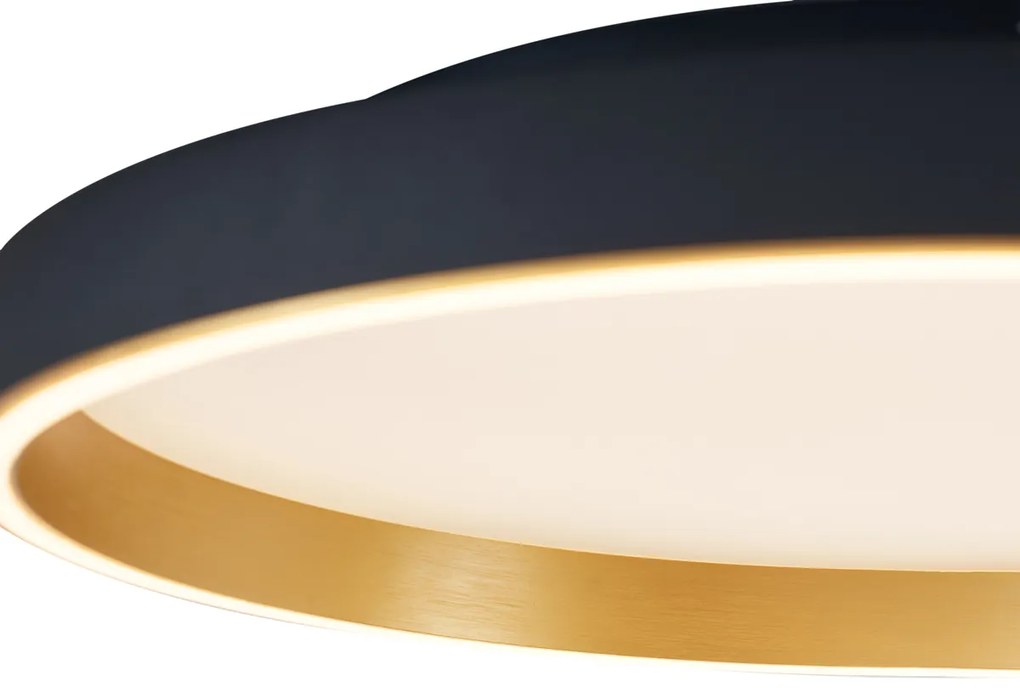 Designerska lampa sufitowa czarna ze złotem 60 cm z wbudowaną diodą LED z 3-stopniowym przełącznikiem - IngoDesignerski Oswietlenie wewnetrzne