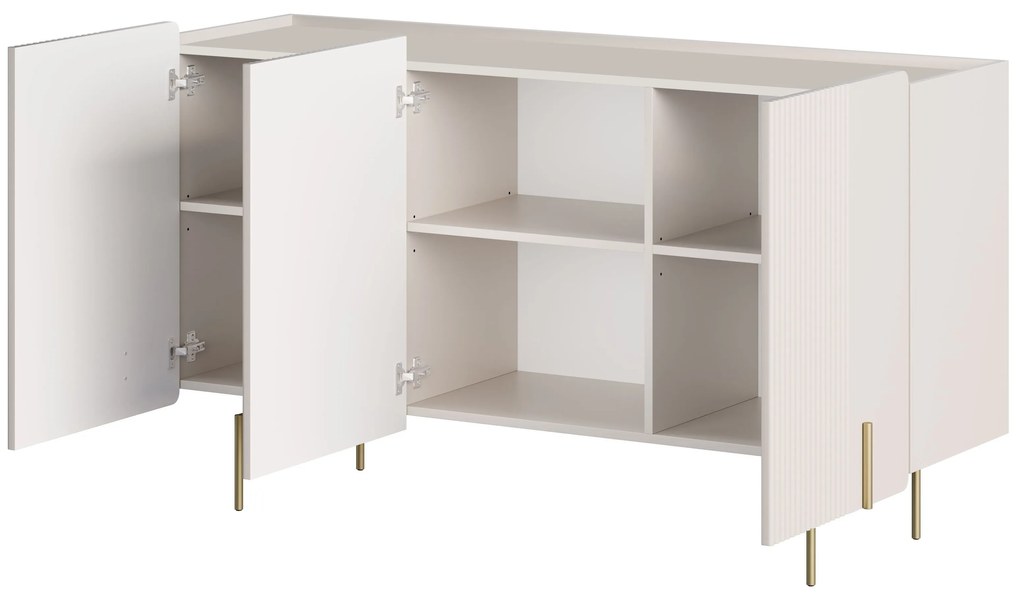 Komoda Malmi 150 cm trzydrzwiowa - kaszmir / złote nóżki
