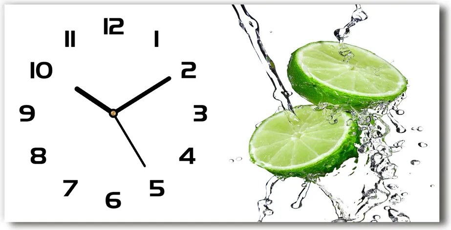 Zegar ścienny szklany cichy Limonki i woda