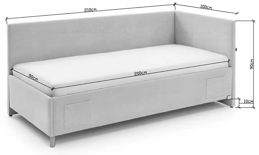 Różowe narożne łóżko dziecięce ze schowkiem 90x200 cm Cool – Meise Möbel