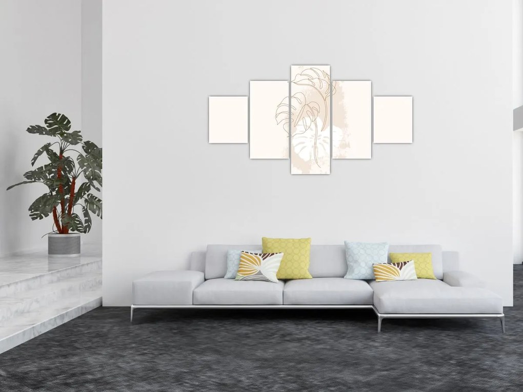 Obraz - Line art monstera N⁰1 (125x70 cm)