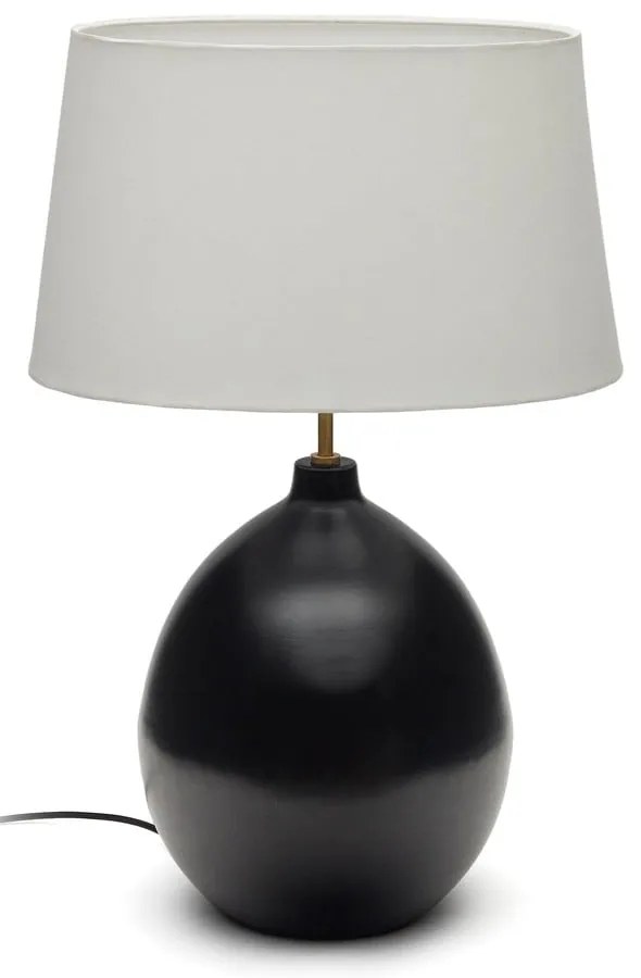 Czarno-biała lampa stołowa z tekstylnym kloszem (wysokość 72 cm) Foixa – Kave Home