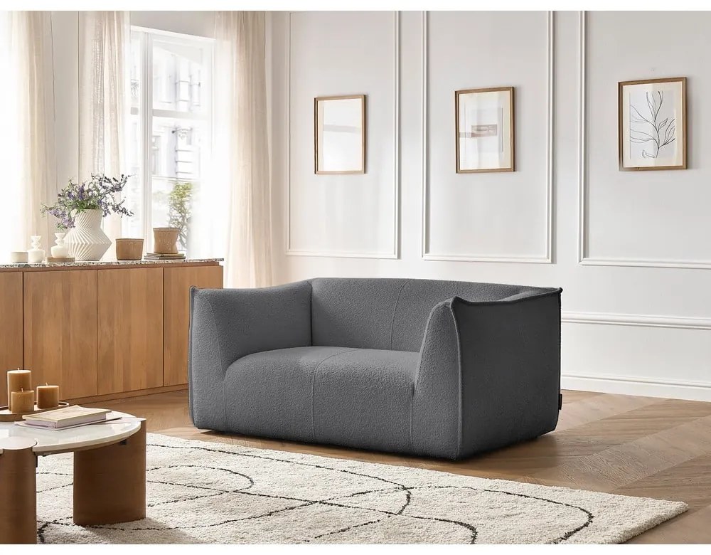 Ciemnoszara sofa z materiału bouclé 170 cm Giorgia – Bobochic Paris