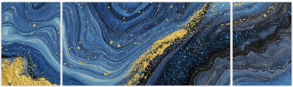 Obraz - Niebiesko-złota abstrakcja (170x50 cm)
