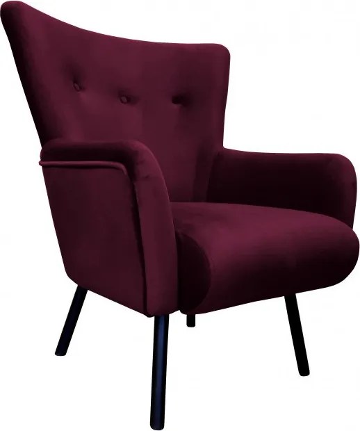 Fotel TULIP tkanina Welur noga metalowa Uszak luksusowy komfort salonu : Kolor nogi - Czarna, Kolor tkaniny - VELVET - MG02