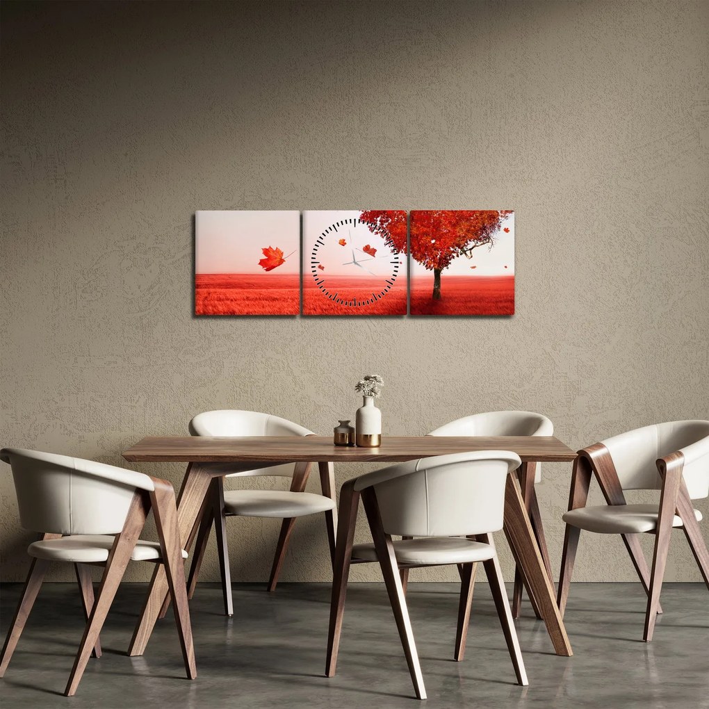Obraz - Drzewo miłości (z zegarem) (90x30 cm)