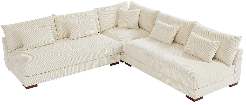 Kanapa narożna dwustronna z beżowego sztruksu - SPERONE marki Pascal Morabito