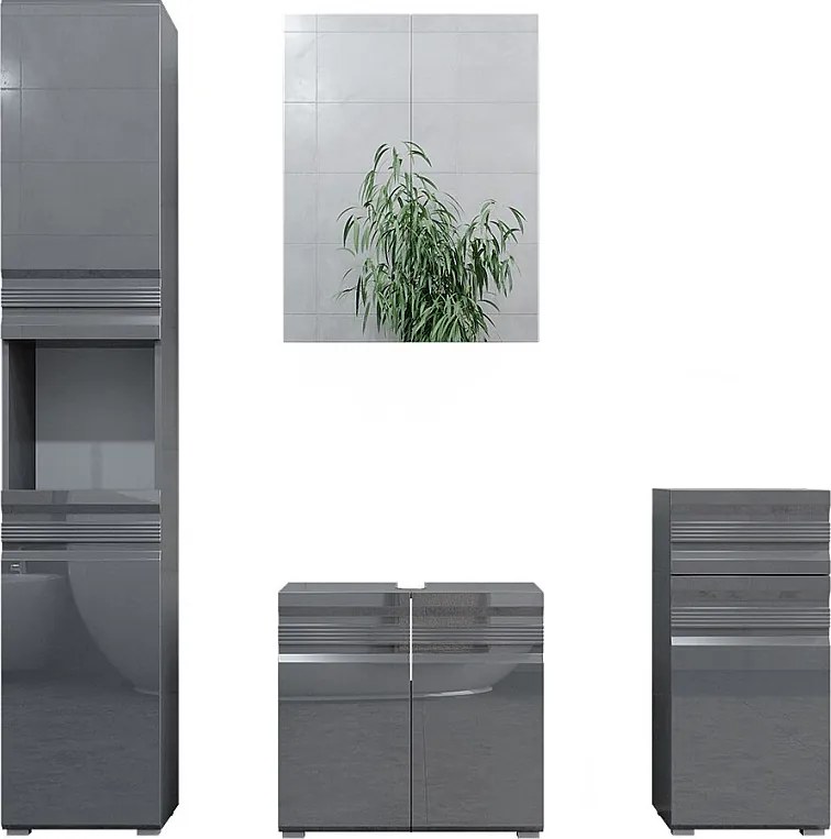 Zestaw mebli łazienkowych antracyt wysoki połysk 56x34x60 fredd