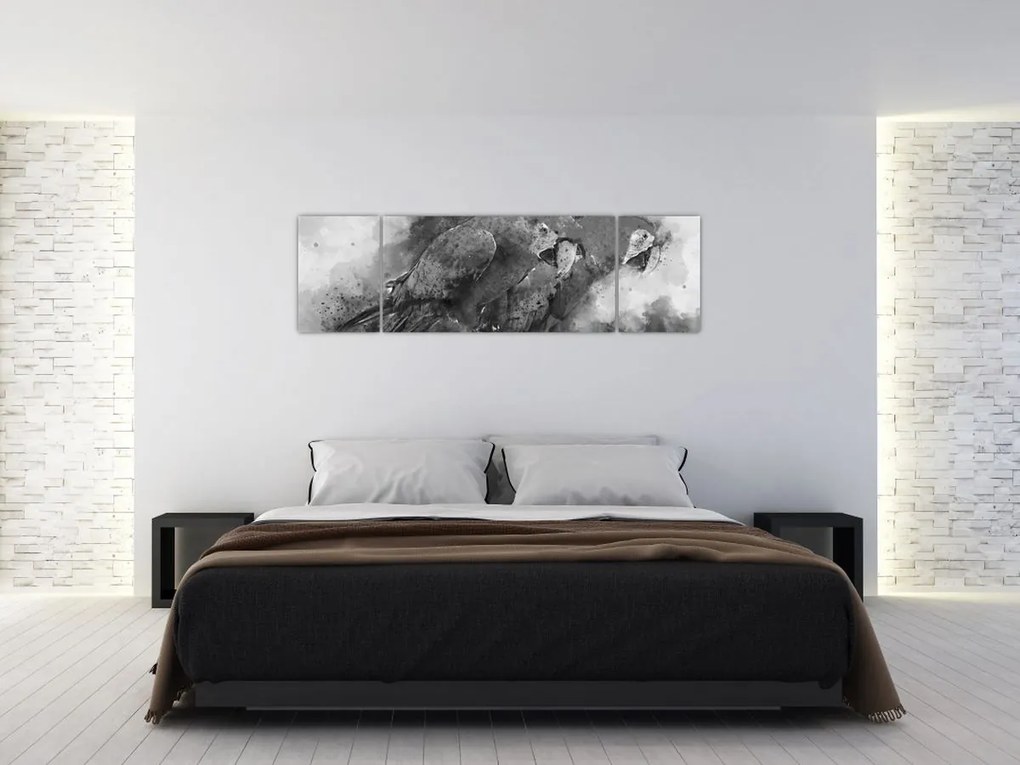 Obraz - Papugi akwarelowe (170x50 cm)