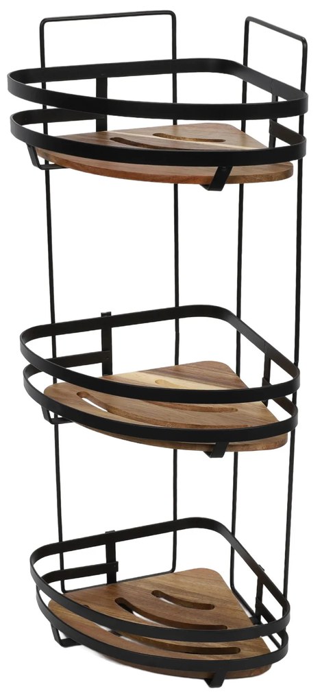 Narożna półka pod prysznic BLACKACIA, bez wiercenia, 23,5 x 19,5 x 55 cm
