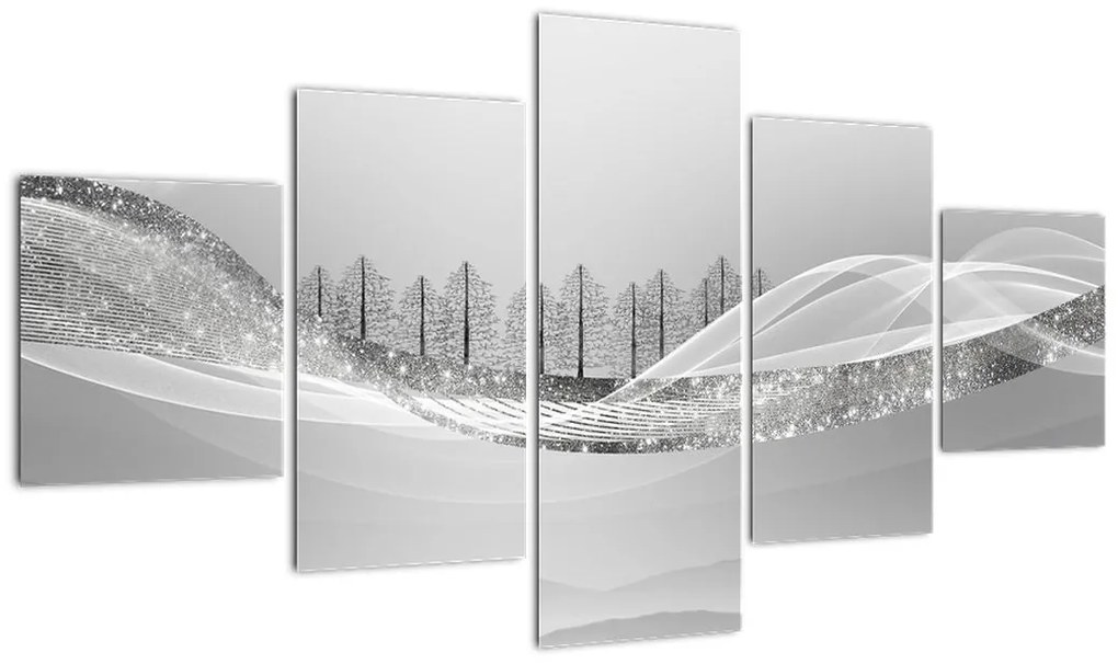 Obraz - Srebrny krajobraz (125x70 cm)