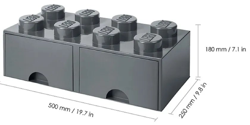 Ciemnoszary dziecięcy pojemnik z 2 szufladami LEGO®