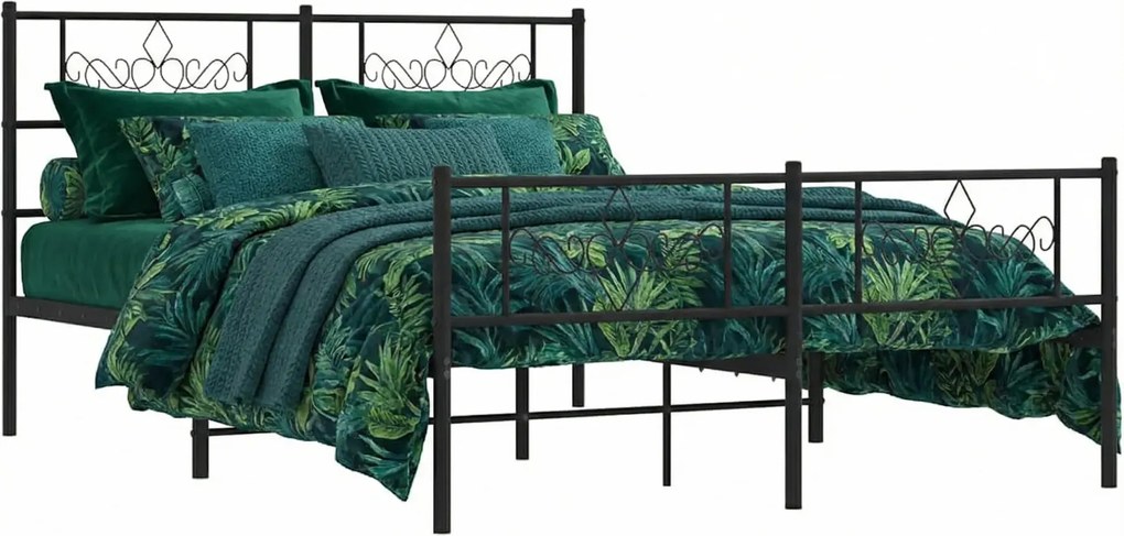 Czarne metalowe łóżko małżeńskie 160x200cm F6-C78