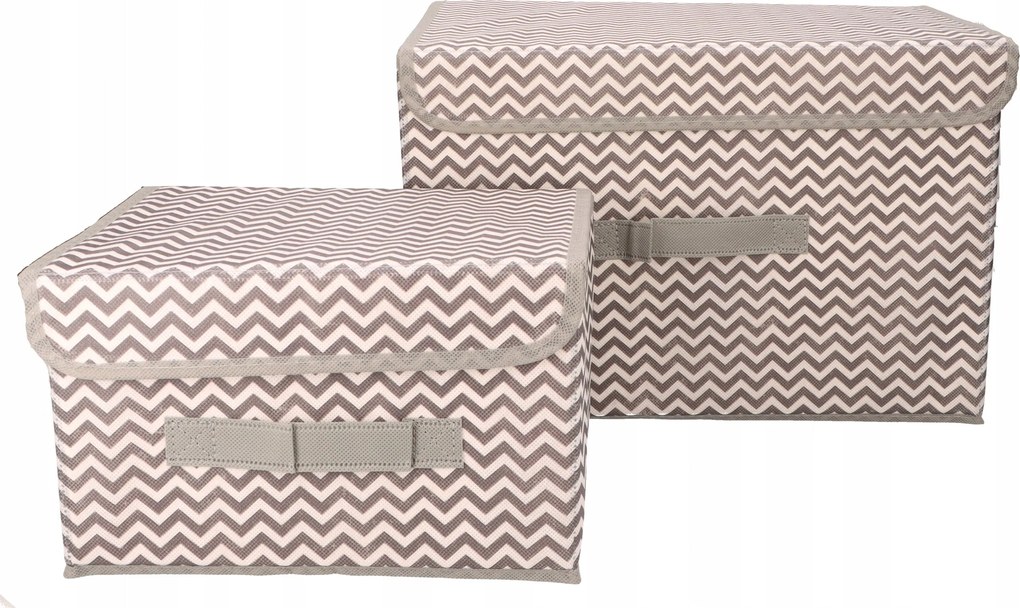 Organizery tekstylne Zygzak 38x25x23cm + 26x20x16cm komplet 2szt + pokrywki