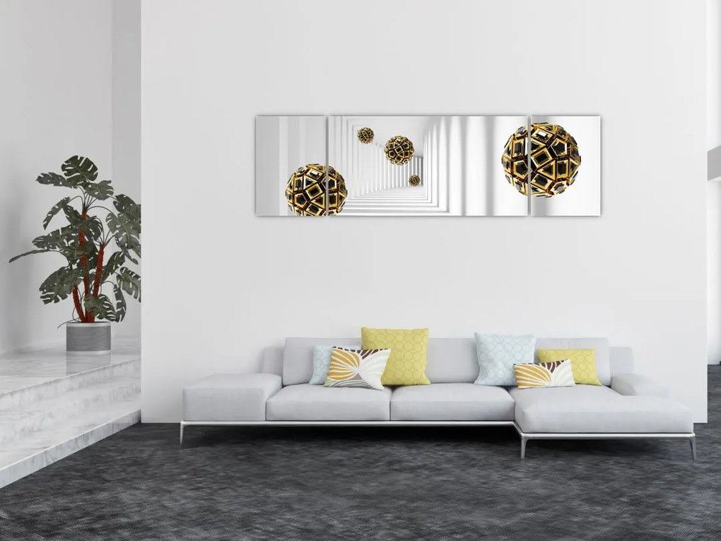 Abstrakcyjny obraz piłek do piłki nożnej (170x50 cm)