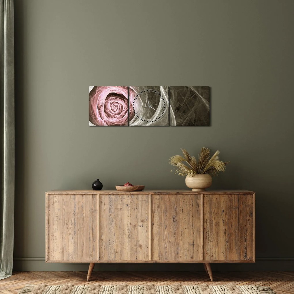 Obraz - Abstrakcyjny róż jasnoróżowy (z zegarem) (90x30 cm)