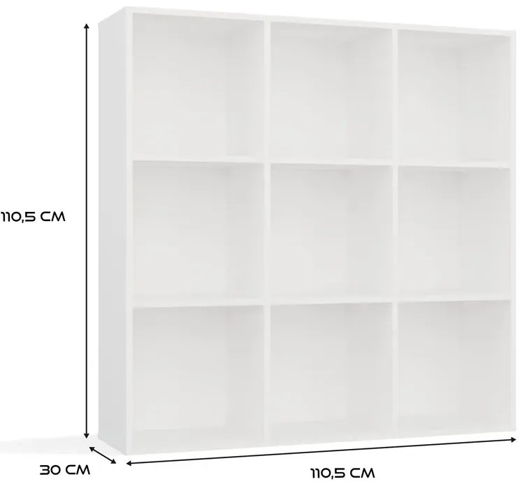 Biały regał na książki z 9 półkami P0-S22