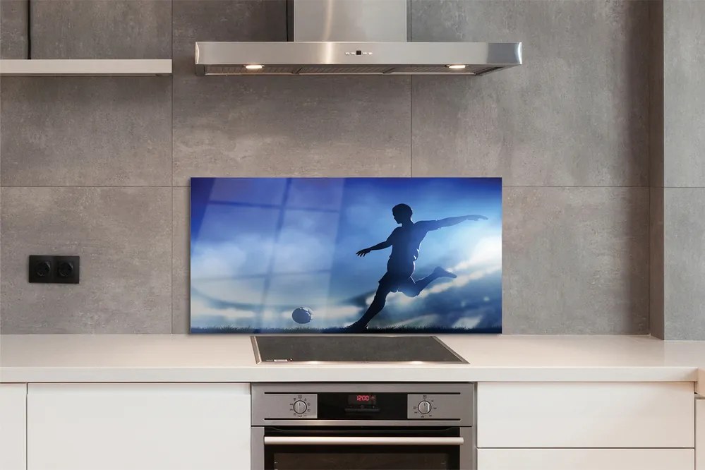 Szklany Panel Piłkarz w Blasku Neonów