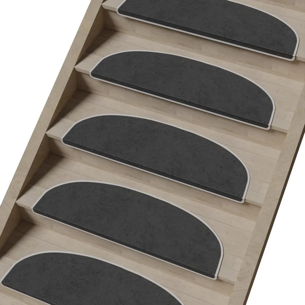 Ciemnoszare dywaniki na schody zestaw 16 szt. 20x65 cm Plain Color – Vitaus