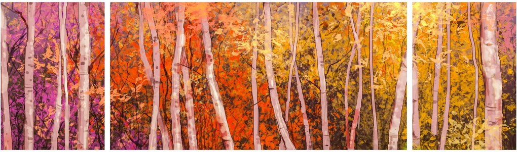 Obraz kolorowego lasu (170x50 cm)