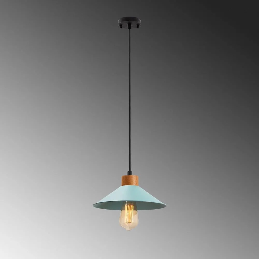 Turkusowa/w naturalnym kolorze lampa wisząca z metalowym kloszem ø 24 cm Manavgat – Opviq lights