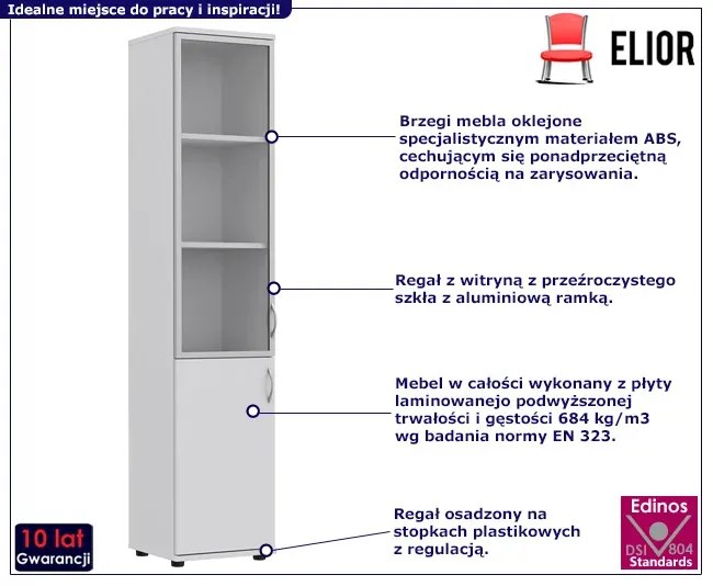 Biała witryna na książki i dokumenty Heda