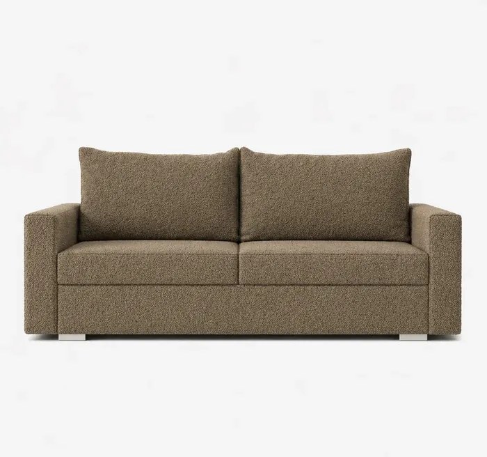 Sofa z Funkcją Spania DRAVOS Brązowa Boucle Japandi