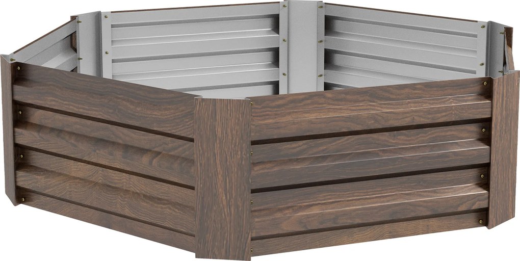 Outsunny Podwyższone łóżko ogrodowe na zioła, odporne na warunki atmosferyczne, otwarta dolna część, 113 x 98 x 30 cm, Ciemnobrązowe