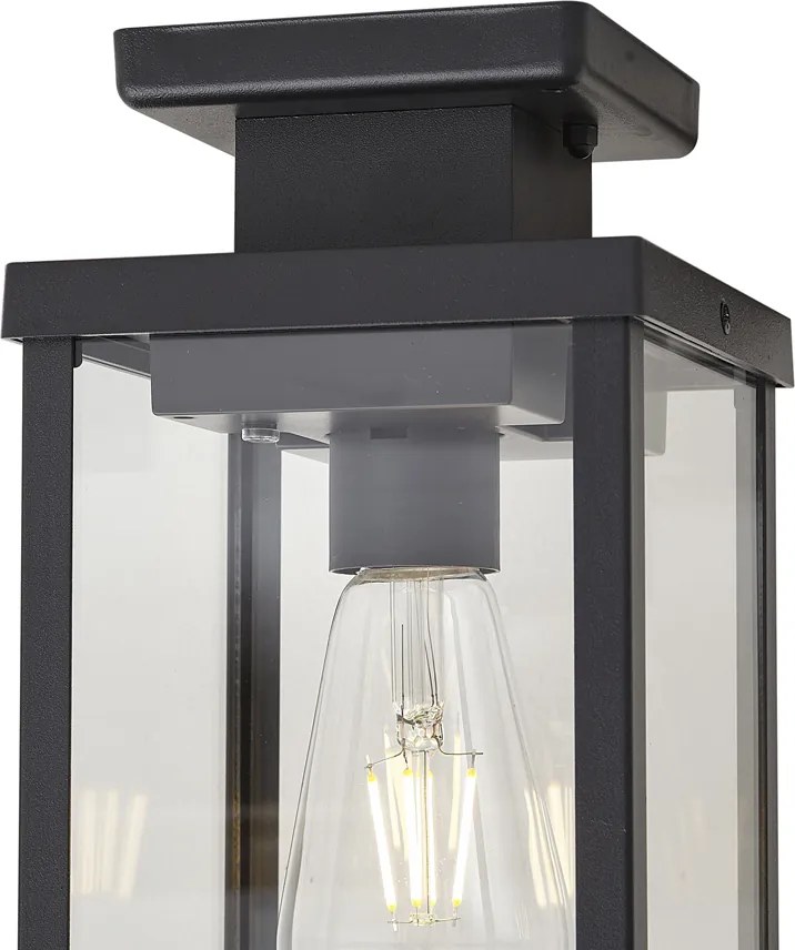 Nowoczesna zewnętrzna lampa sufitowa czarna z czujnikiem ruchu i zmierzchu IP44 - Rotterdam