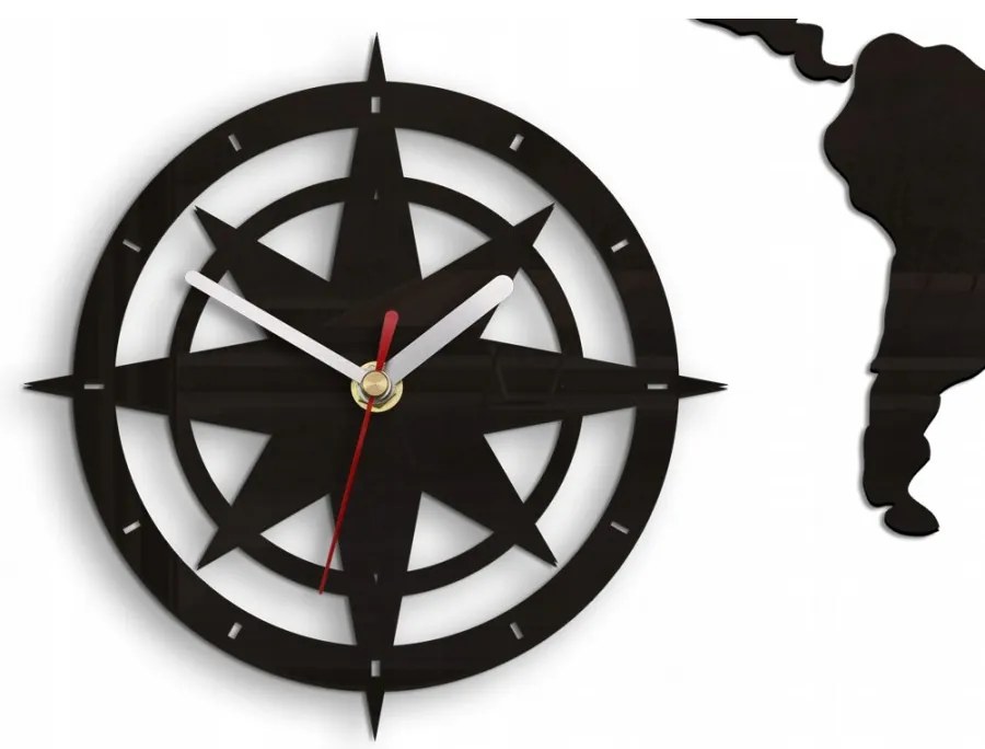 Zegar na ścianę mapa świata akrylowy naklejany kompas do salonu duży loft