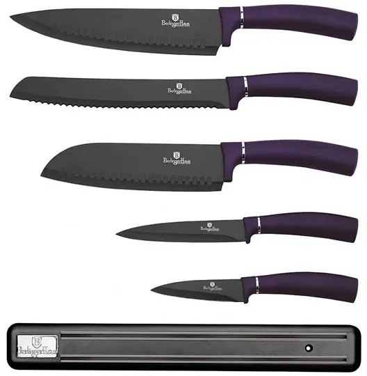 Fioletowy komplet noży z powłoką non-stick E4-R60