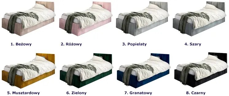 Musztardowe łóżko welwetowe Golones 6X - 4 rozmiary