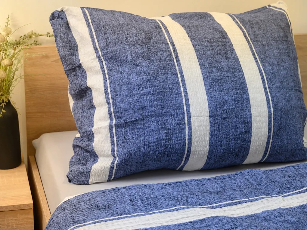 PrzytulneMieszkanie.pl PrzytulneMieszkanie.pl Kreponowa pościel z bawełny renforcé BLUE LINE niebieska Rozmiar pościeli: 70 x 90 cm | 140 x 200 cm