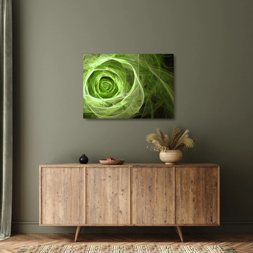 Obraz na szkle - Abstrakcyjny zielony róż (70x50 cm)