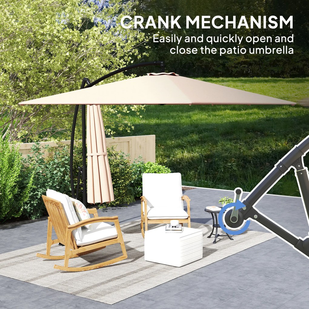 Outsunny Parasol ogrodowy Ø260 cm wodoodporny z ochroną UV 50 khaki do ogrodu i tarasu | Aosom PL