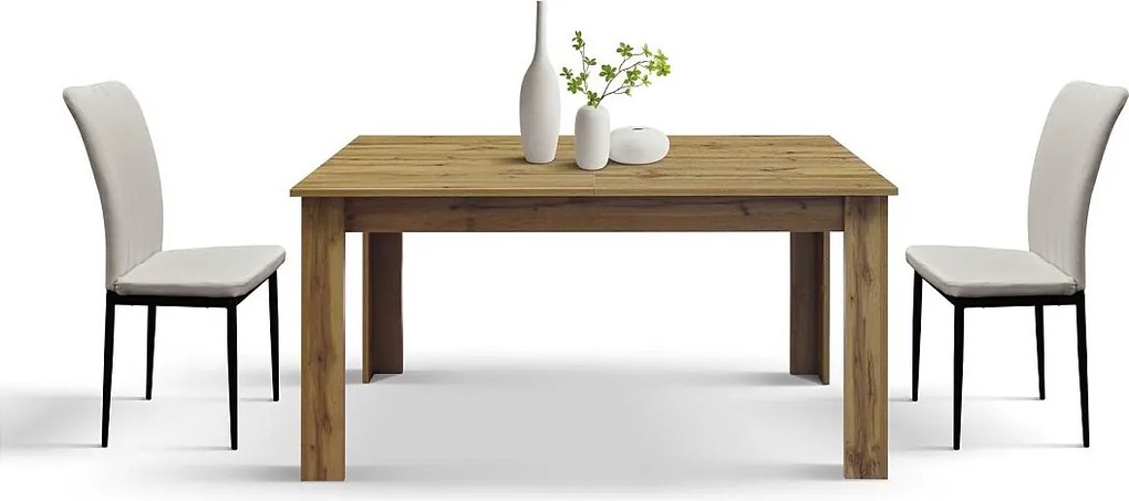 Stół drewniany, wykończenie dąb rustykalny, rozkładany 120x80 cm - 160x80 cm - ZAGABRIA