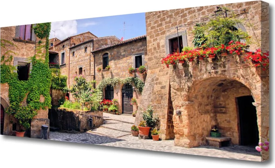 Obraz drukowany na płótnie Malownicza Uliczka w Kwiatach