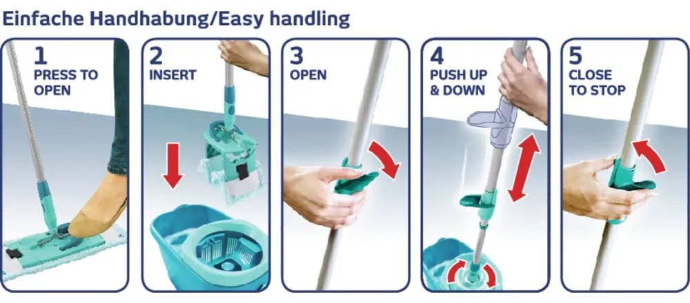 Mop z wiadrem i płynem do mycia podłóg Clean Twist M Ergo – LEIFHEIT